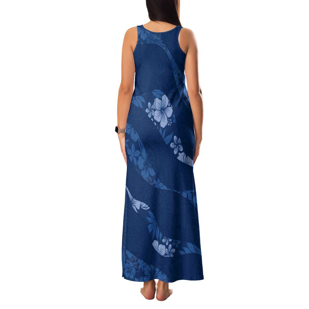 Aloha Hawaii Floral Tapa Family Matching Tank Maxi Dress and Hawaiian Shirt Patchwork Navy LT7 - Polynesian Pride