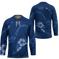 Aloha Hawaii Floral Tapa Hockey Jersey Patchwork Navy - Polynesian Pride