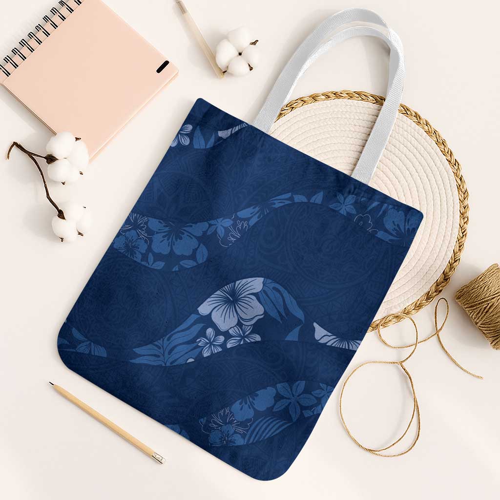 Aloha Hawaii Floral Tapa Tote Bag Patchwork Navy - Polynesian Pride