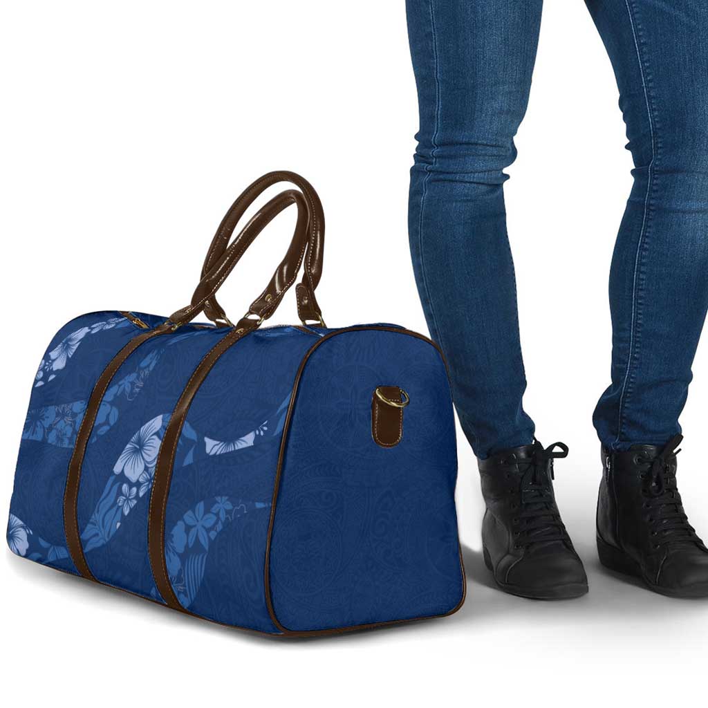 Aloha Hawaii Floral Tapa Travel Bag Patchwork Navy - Polynesian Pride