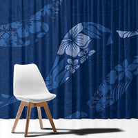 Aloha Hawaii Floral Tapa Window Curtain Patchwork Navy - Polynesian Pride