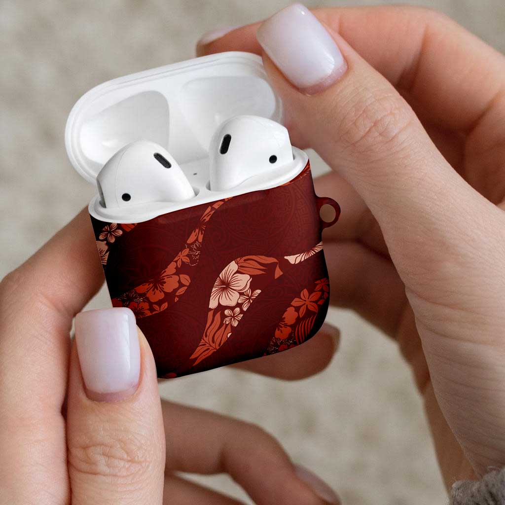 Aloha Hawaii Floral Tapa AirPods Case Patchwork Crimson - Polynesian Pride