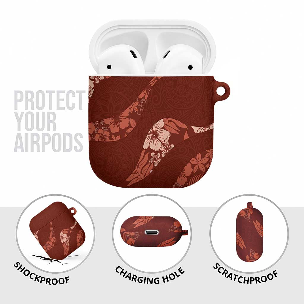 Aloha Hawaii Floral Tapa AirPods Case Patchwork Crimson - Polynesian Pride
