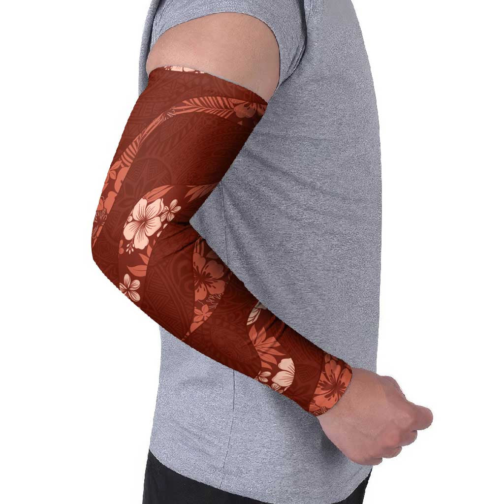 Aloha Hawaii Floral Tapa Arm Sleeves Patchwork Crimson - Polynesian Pride