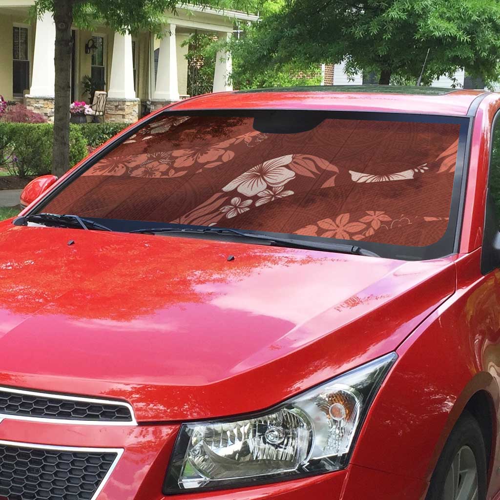 Aloha Hawaii Floral Tapa Auto Sun Shade Patchwork Crimson - Polynesian Pride