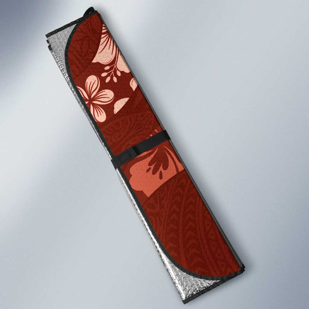 Aloha Hawaii Floral Tapa Auto Sun Shade Patchwork Crimson - Polynesian Pride