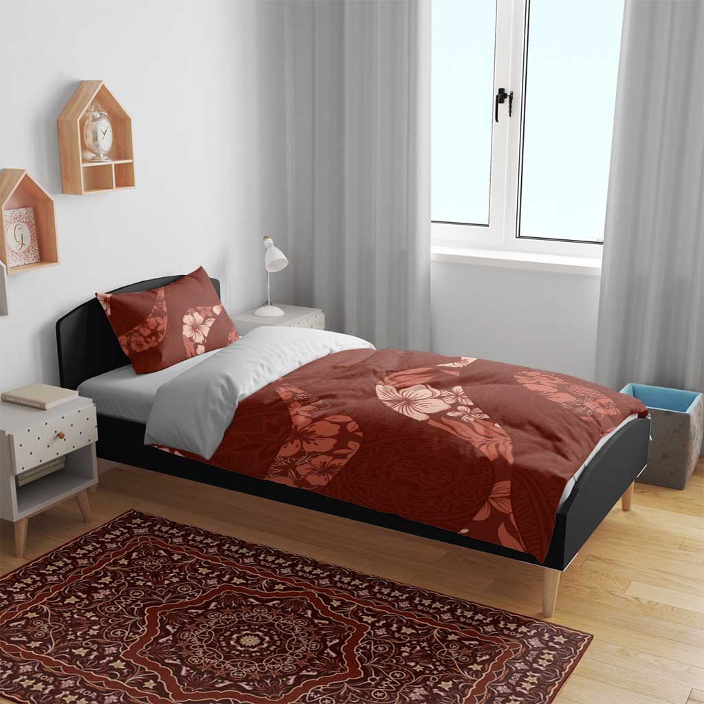 Aloha Hawaii Floral Tapa Bedding Set Patchwork Crimson - Polynesian Pride