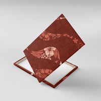 Aloha Hawaii Floral Tapa Canvas Wall Art Patchwork Crimson - Polynesian Pride