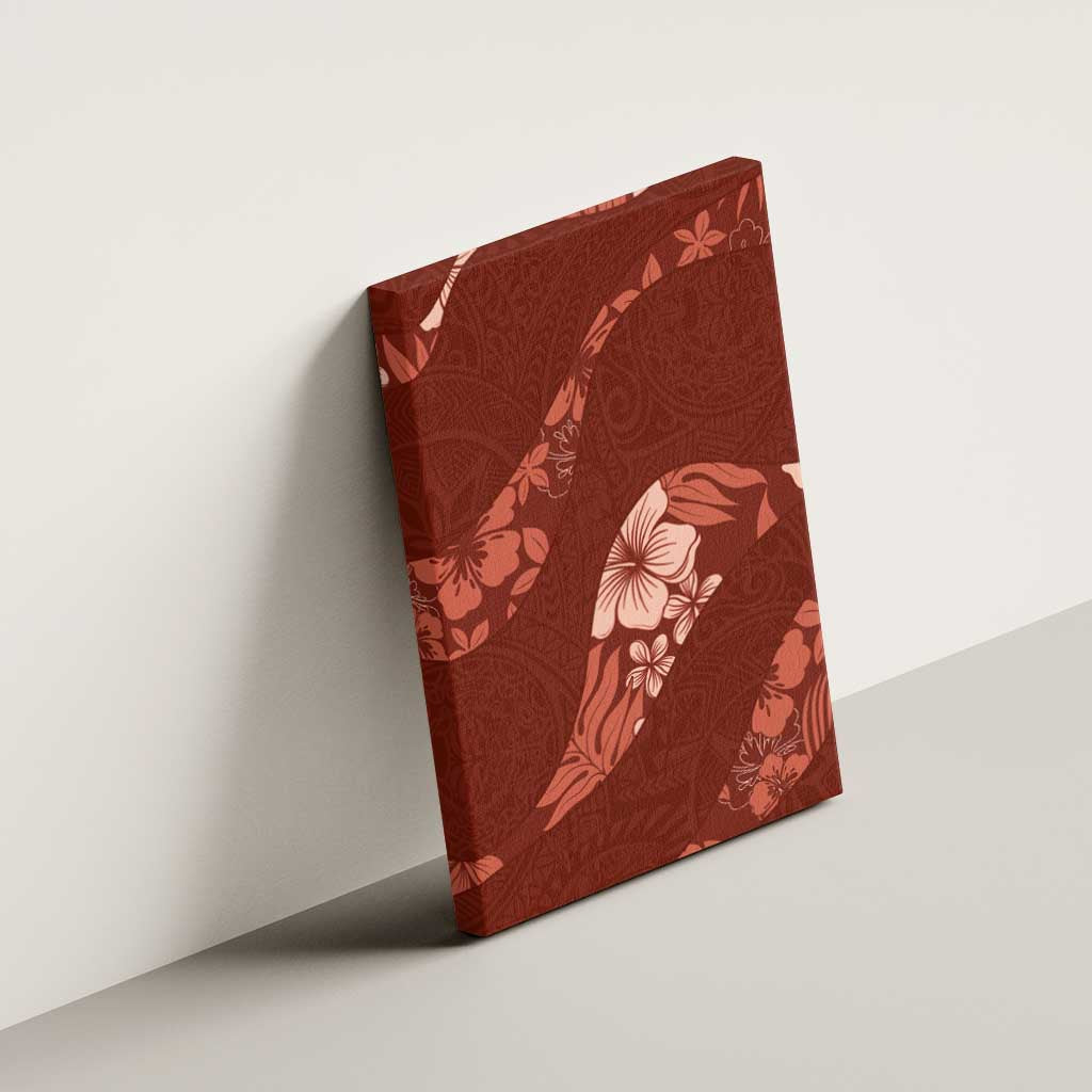 Aloha Hawaii Floral Tapa Canvas Wall Art Patchwork Crimson - Polynesian Pride