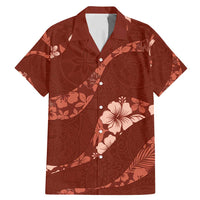 Aloha Hawaii Floral Tapa Family Matching Mermaid Dress and Hawaiian Shirt Patchwork Crimson LT7 Dad's Shirt - Short Sleeve Crimson - Polynesian Pride