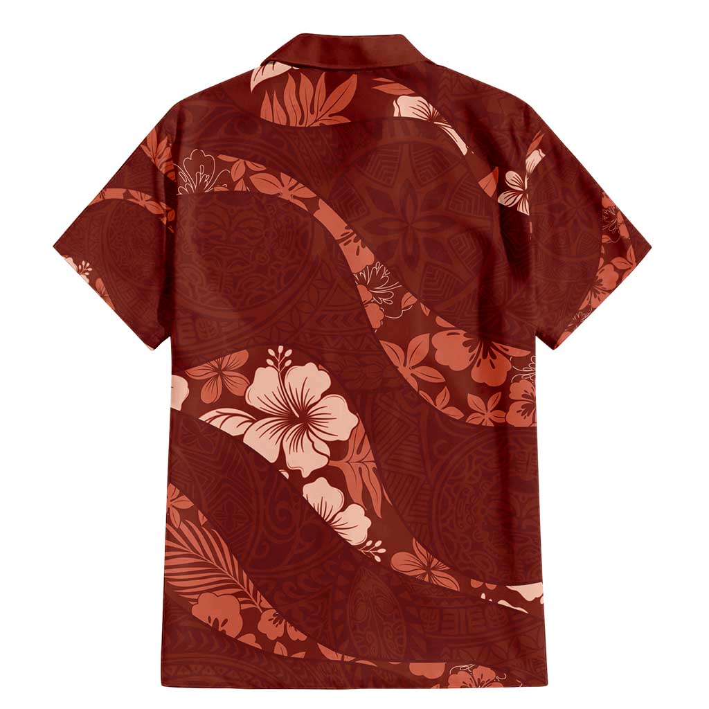 Aloha Hawaii Floral Tapa Family Matching Mermaid Dress and Hawaiian Shirt Patchwork Crimson LT7 - Polynesian Pride