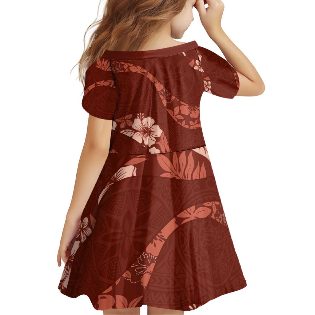 Aloha Hawaii Floral Tapa Family Matching Off Shoulder Short Dress and Hawaiian Shirt Patchwork Crimson LT7 - Polynesian Pride