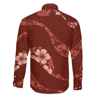 Aloha Hawaii Floral Tapa Family Matching Short Sleeve Bodycon Dress and Hawaiian Shirt Patchwork Crimson LT7 - Polynesian Pride
