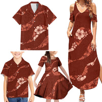 Aloha Hawaii Floral Tapa Family Matching Summer Maxi Dress and Hawaiian Shirt Patchwork Crimson LT7 - Polynesian Pride