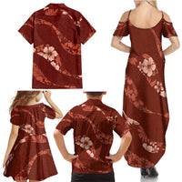 Aloha Hawaii Floral Tapa Family Matching Summer Maxi Dress and Hawaiian Shirt Patchwork Crimson LT7 - Polynesian Pride