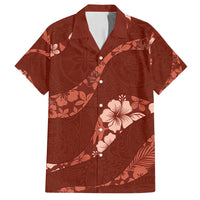 Aloha Hawaii Floral Tapa Family Matching Summer Maxi Dress and Hawaiian Shirt Patchwork Crimson LT7 Dad's Shirt - Short Sleeve Crimson - Polynesian Pride