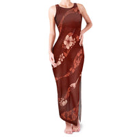 Aloha Hawaii Floral Tapa Family Matching Tank Maxi Dress and Hawaiian Shirt Patchwork Crimson LT7 Mom's Dress Crimson - Polynesian Pride