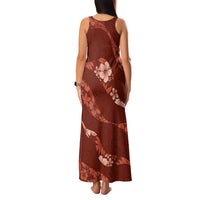 Aloha Hawaii Floral Tapa Family Matching Tank Maxi Dress and Hawaiian Shirt Patchwork Crimson LT7 - Polynesian Pride