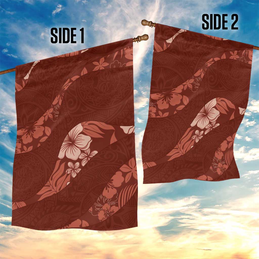 Aloha Hawaii Floral Tapa Garden Flag Patchwork Crimson - Polynesian Pride