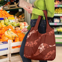 Aloha Hawaii Floral Tapa Grocery Bag Patchwork Crimson - Polynesian Pride
