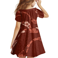 Aloha Hawaii Floral Tapa Kid Short Sleeve Dress Patchwork Crimson - Polynesian Pride