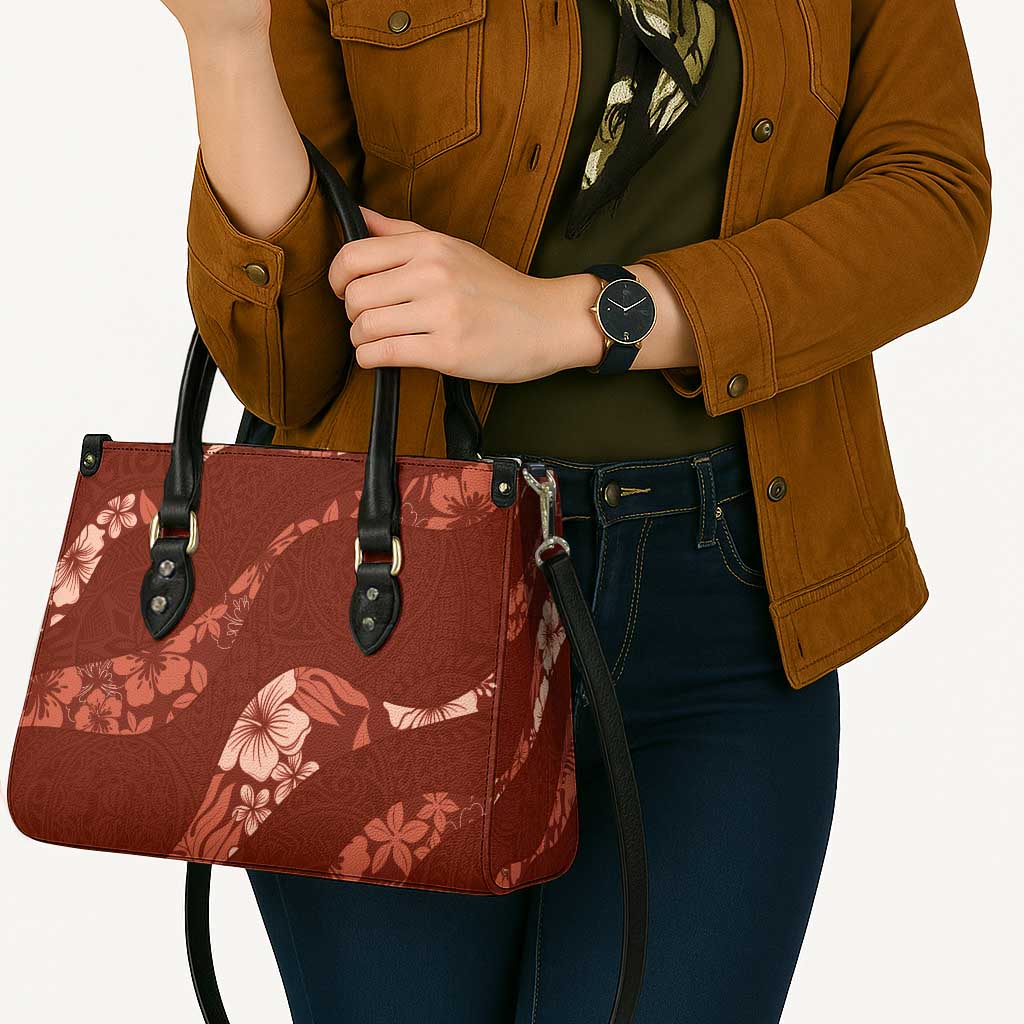 Aloha Hawaii Floral Tapa Leather Bag Patchwork Crimson - Polynesian Pride