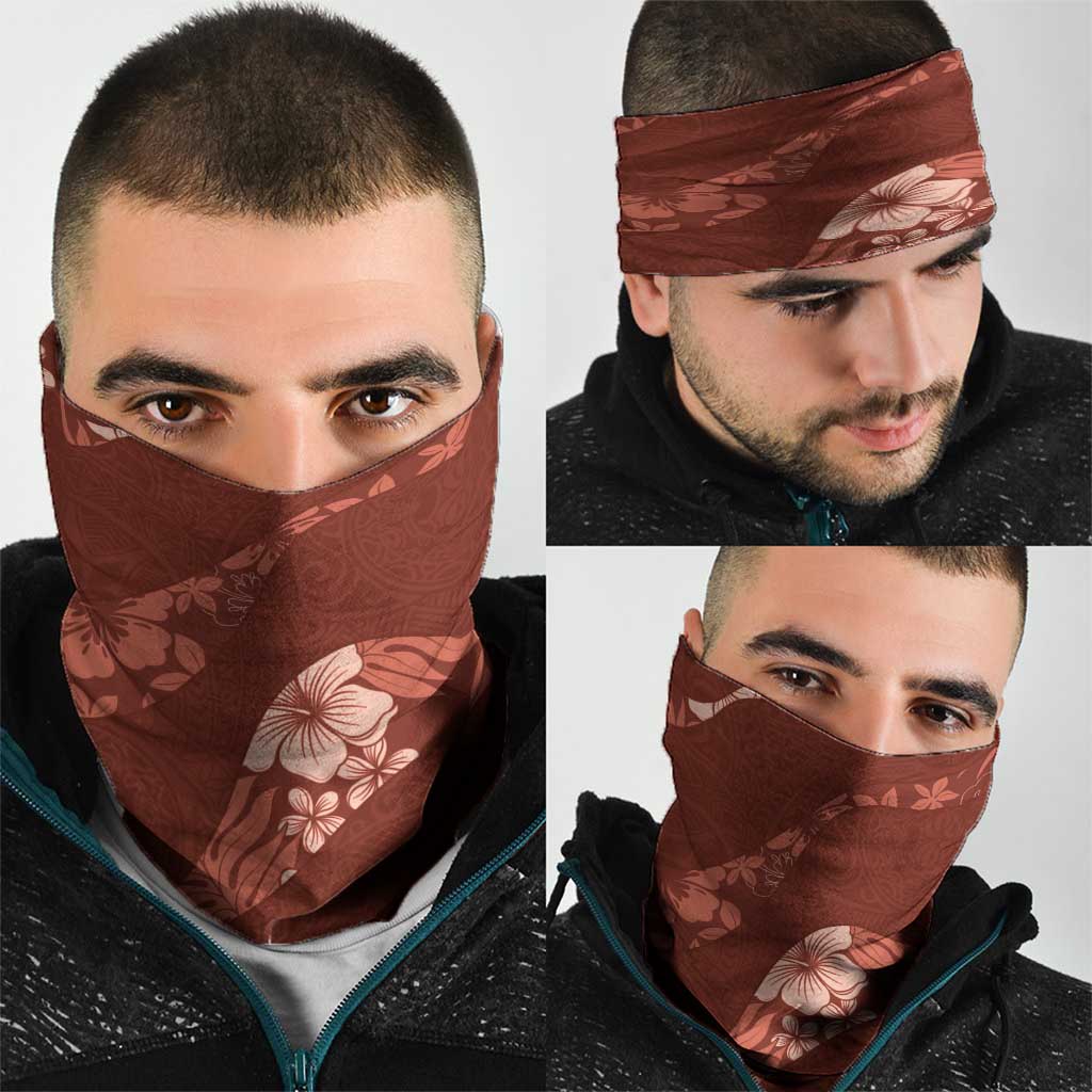 Aloha Hawaii Floral Tapa Neck Gaiter Patchwork Crimson - Polynesian Pride