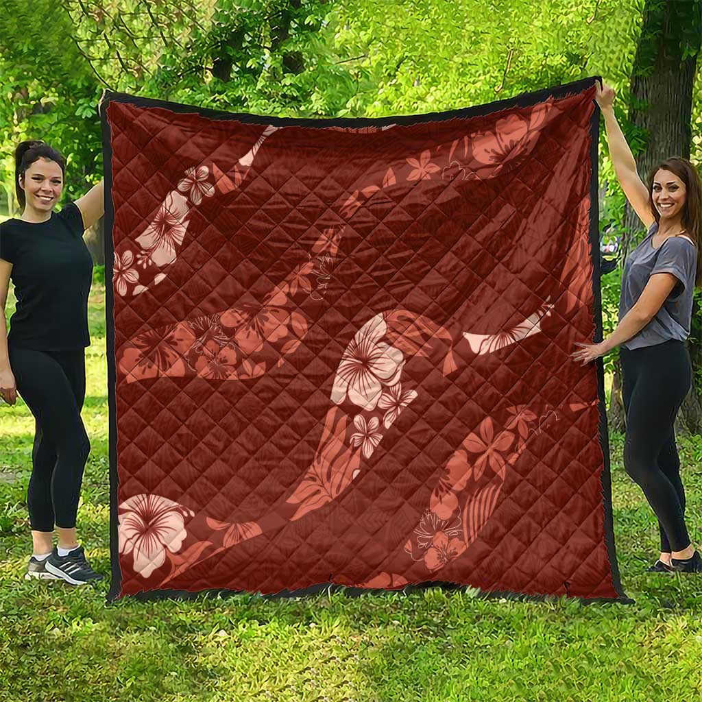 Aloha Hawaii Floral Tapa Quilt Patchwork Crimson - Polynesian Pride