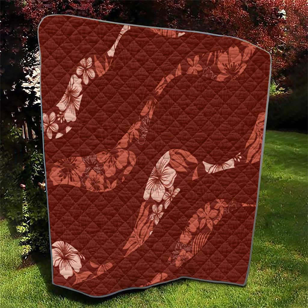 Aloha Hawaii Floral Tapa Quilt Patchwork Crimson - Polynesian Pride