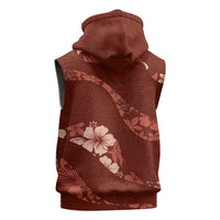 Aloha Hawaii Floral Tapa Sleeveless Hoodie Patchwork Crimson LT7 - Polynesian Pride