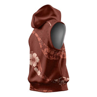 Aloha Hawaii Floral Tapa Sleeveless Hoodie Patchwork Crimson LT7 - Polynesian Pride