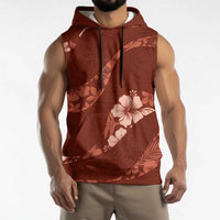 Aloha Hawaii Floral Tapa Sleeveless Hoodie Patchwork Crimson LT7 - Polynesian Pride
