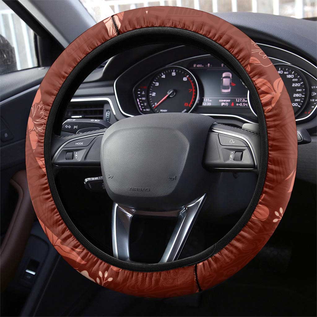 Aloha Hawaii Floral Tapa Steering Wheel Cover Patchwork Crimson - Polynesian Pride