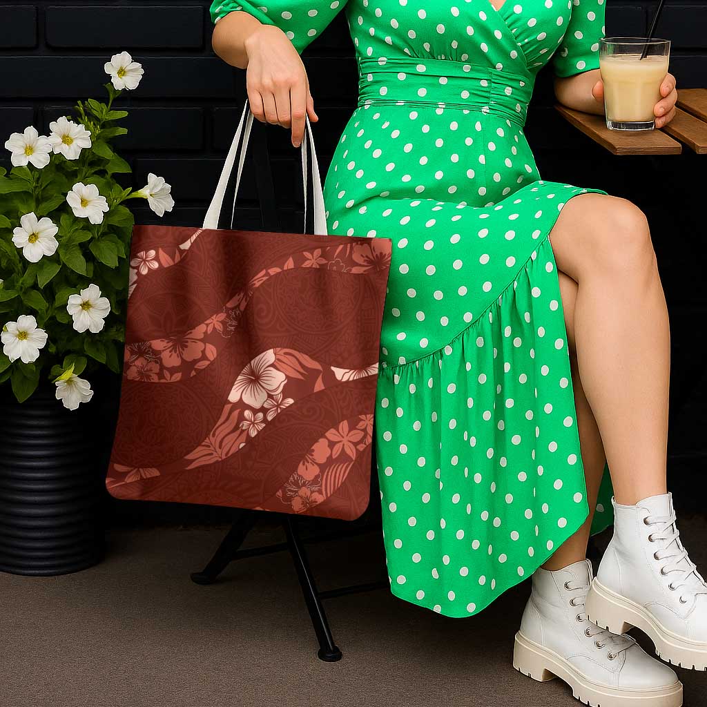 Aloha Hawaii Floral Tapa Tote Bag Patchwork Crimson - Polynesian Pride