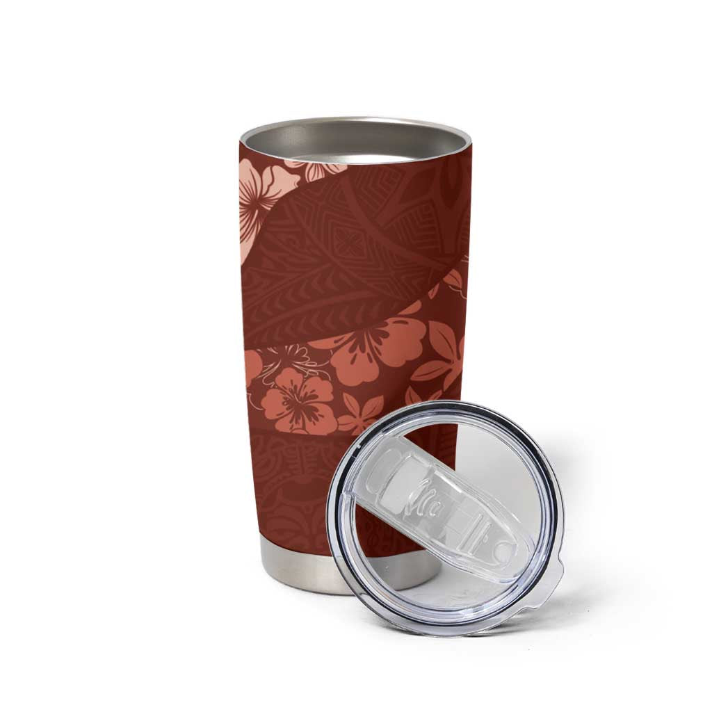 Aloha Hawaii Floral Tapa Tumbler Cup Patchwork Crimson - Polynesian Pride