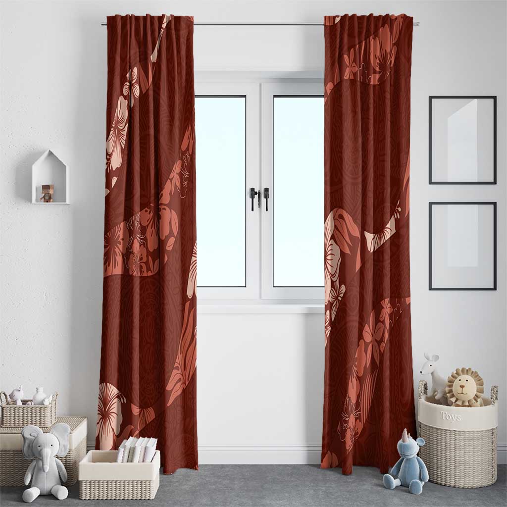 Aloha Hawaii Floral Tapa Window Curtain Patchwork Crimson - Polynesian Pride