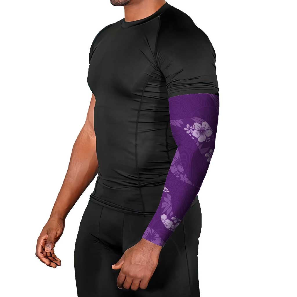Aloha Hawaii Floral Tapa Arm Sleeves Patchwork Violet - Polynesian Pride