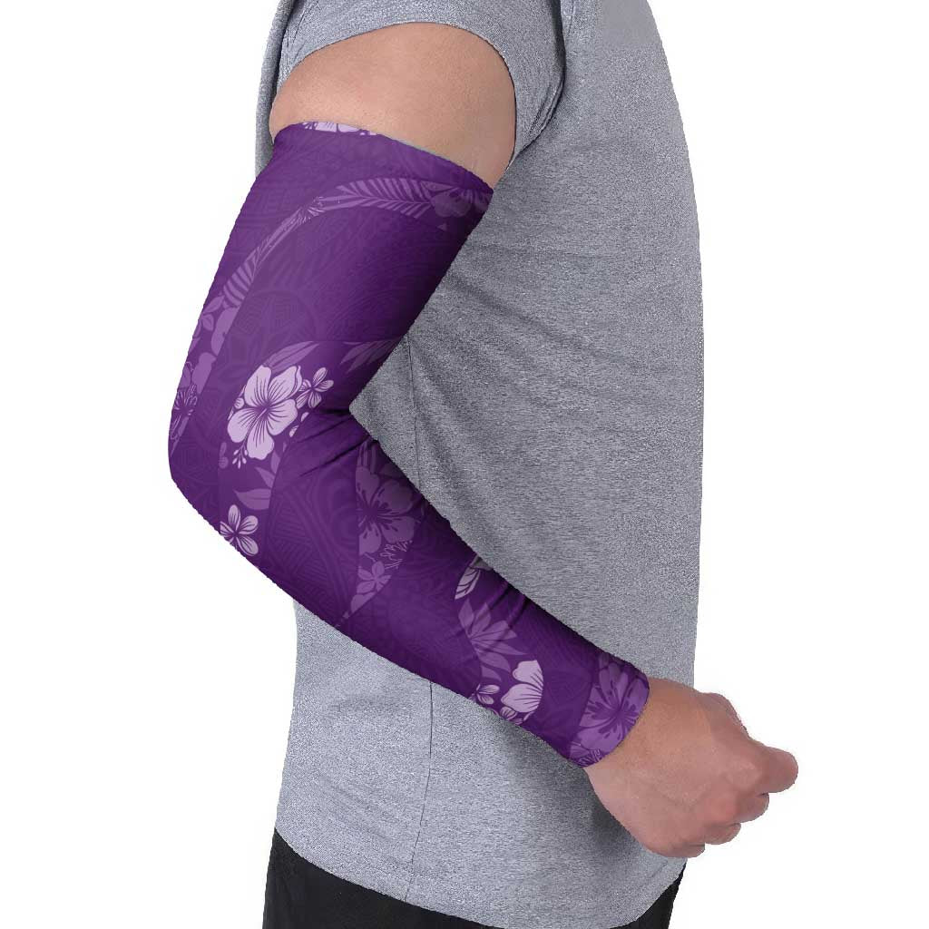 Aloha Hawaii Floral Tapa Arm Sleeves Patchwork Violet - Polynesian Pride