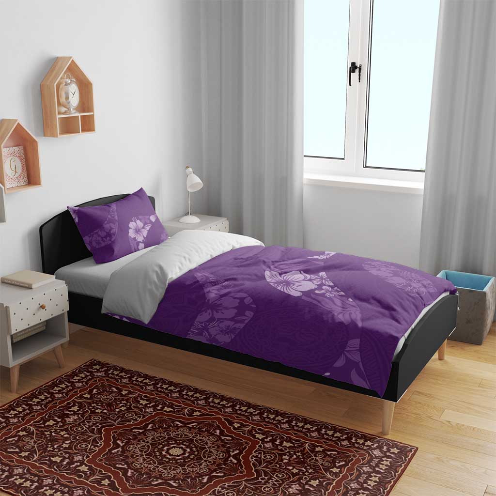 Aloha Hawaii Floral Tapa Bedding Set Patchwork Violet - Polynesian Pride