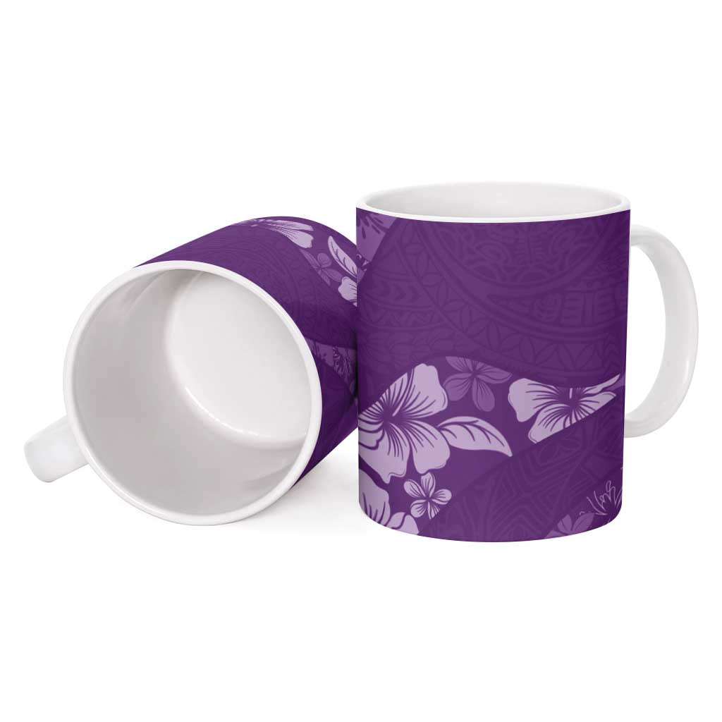 Aloha Hawaii Floral Tapa Ceramic Mug Patchwork Violet - Polynesian Pride