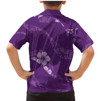 Aloha Hawaii Floral Tapa Family Matching Mermaid Dress and Hawaiian Shirt Patchwork Violet LT7 - Polynesian Pride