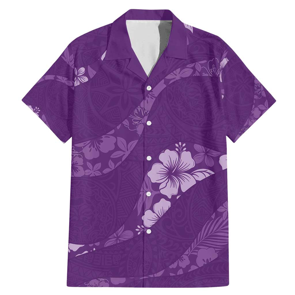 Aloha Hawaii Floral Tapa Family Matching Mermaid Dress and Hawaiian Shirt Patchwork Violet LT7 Dad's Shirt - Short Sleeve Violet - Polynesian Pride