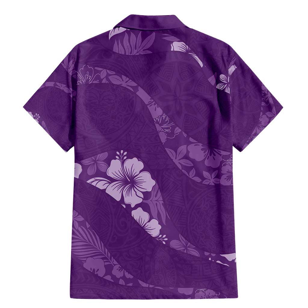 Aloha Hawaii Floral Tapa Family Matching Mermaid Dress and Hawaiian Shirt Patchwork Violet LT7 - Polynesian Pride