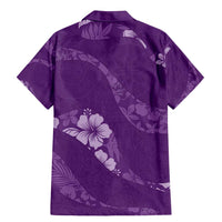 Aloha Hawaii Floral Tapa Family Matching Mermaid Dress and Hawaiian Shirt Patchwork Violet LT7 - Polynesian Pride