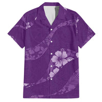 Aloha Hawaii Floral Tapa Family Matching Off The Shoulder Long Sleeve Dress and Hawaiian Shirt Patchwork Violet LT7 Dad's Shirt - Short Sleeve Violet - Polynesian Pride