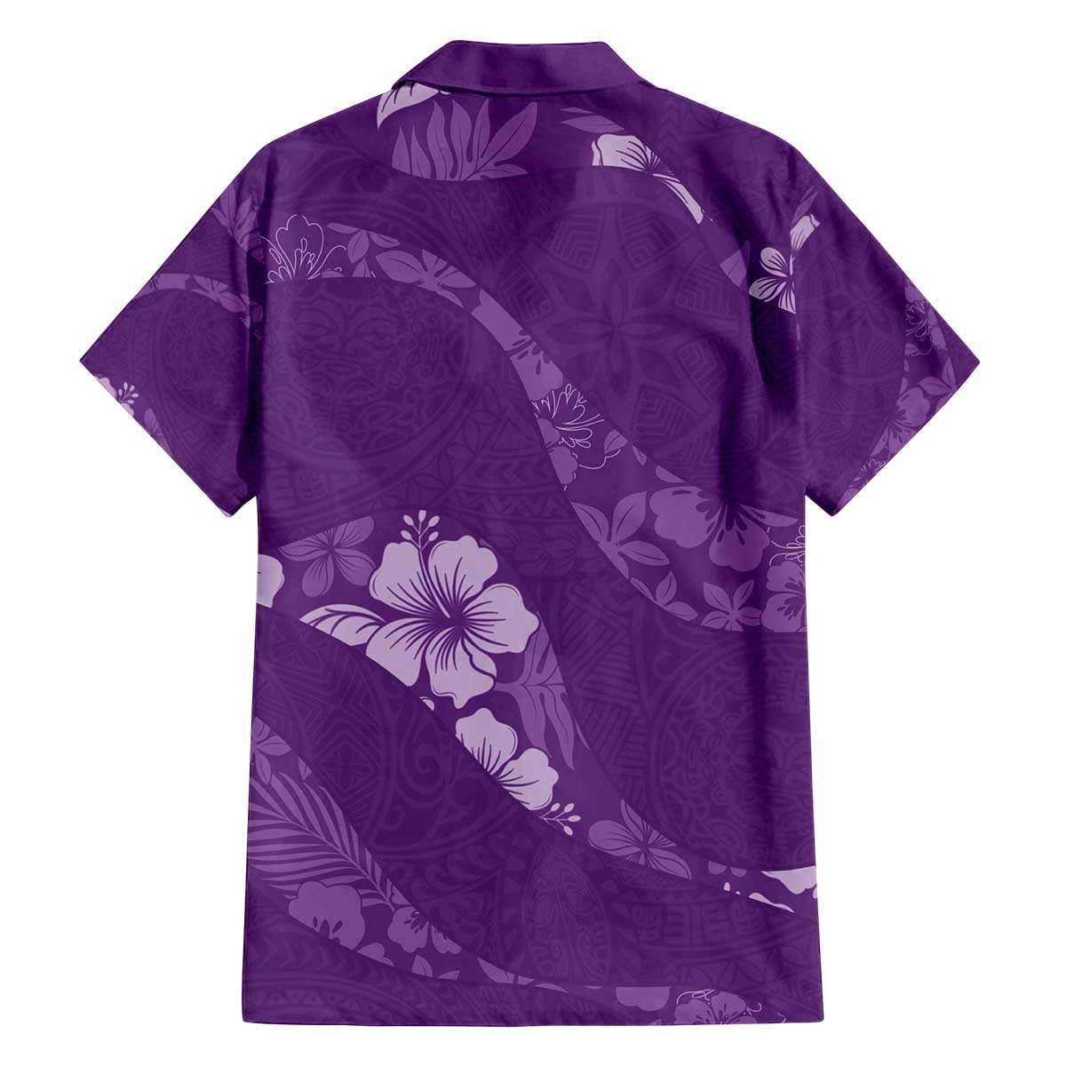 Aloha Hawaii Floral Tapa Family Matching Off The Shoulder Long Sleeve Dress and Hawaiian Shirt Patchwork Violet LT7 - Polynesian Pride