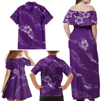 Aloha Hawaii Floral Tapa Family Matching Off Shoulder Maxi Dress and Hawaiian Shirt Patchwork Violet LT7 - Polynesian Pride