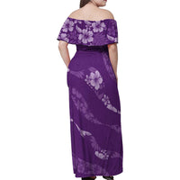Aloha Hawaii Floral Tapa Family Matching Off Shoulder Maxi Dress and Hawaiian Shirt Patchwork Violet LT7 - Polynesian Pride
