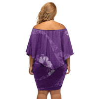 Aloha Hawaii Floral Tapa Family Matching Off Shoulder Short Dress and Hawaiian Shirt Patchwork Violet LT7 - Polynesian Pride