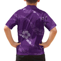 Aloha Hawaii Floral Tapa Family Matching Summer Maxi Dress and Hawaiian Shirt Patchwork Violet LT7 - Polynesian Pride